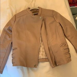 Zara light pink leather jacket